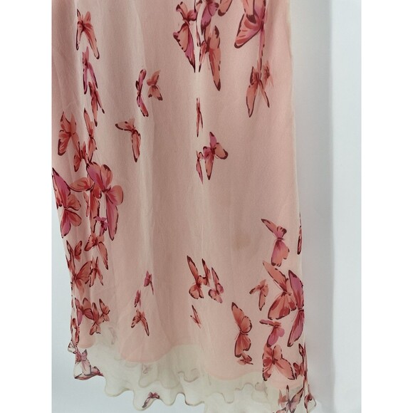 Vintage Y2K Slip Pink Butterfly Fairy Midi Lana Soft Girl Effy Whimsical Dress - Picture 9 of 12